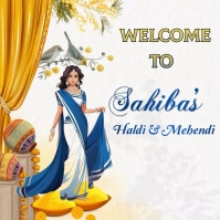 White Maximalist Mehendi/haldi Welcome Sign - Social Post  Instagram Post template