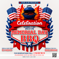 White Maximalist Memorial Day BBQ BBQ Celebration Square Quadrado (1:1) template