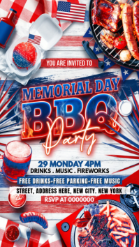 White Maximalist Memorial Day BBQ Party Instagram Story Instagram-Story template