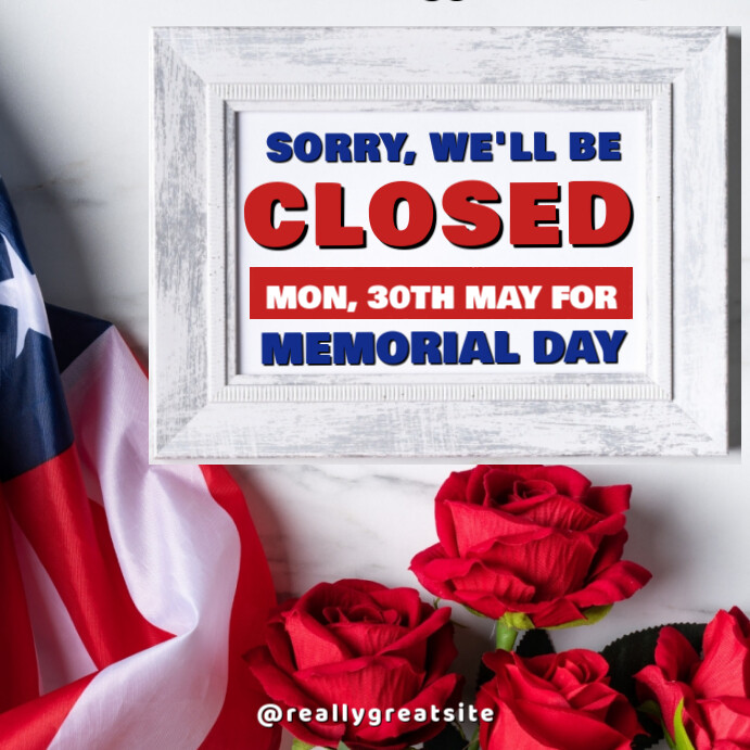 White Maximalist Memorial Day Business Closure Notice  Instagram Post template