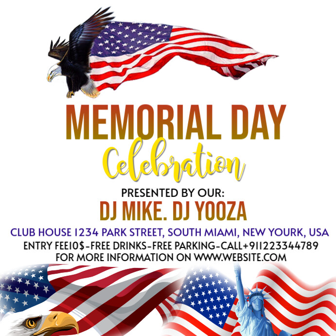 White Maximalist Memorial Day Celebration  Instagram Post template