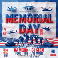 White Maximalist Memorial Day Celebration Square Video Vierkant (1:1) template