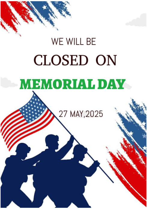 Copy of White Maximalist Memorial Day Closed A4 | PosterMyWall