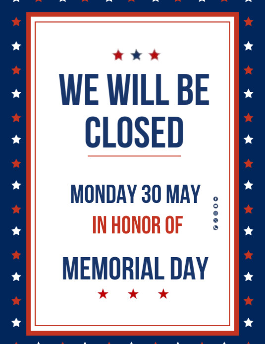 Copy of White Maximalist Memorial Day Closed Flyer Flyer (us Letter ...