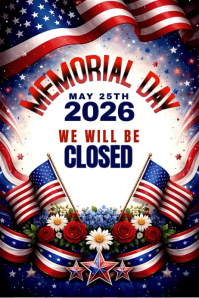 Bianco Memorial Day Closure Poster Template