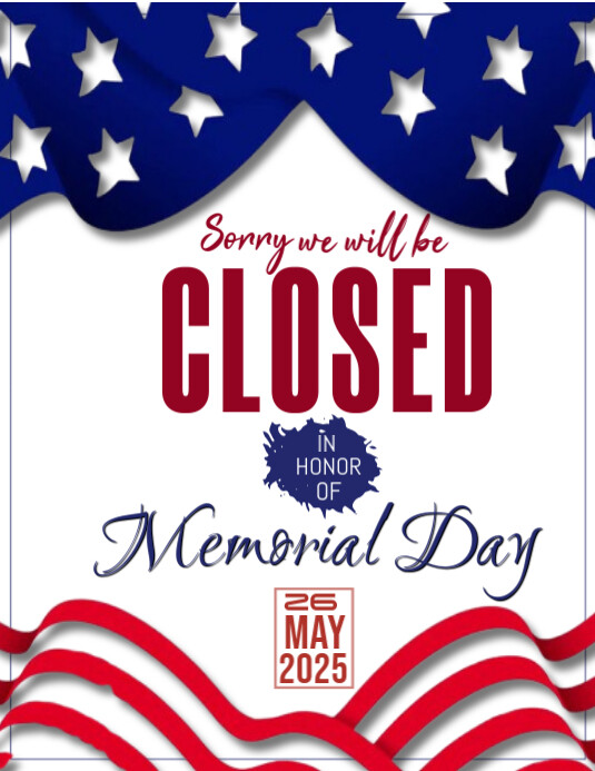 White Maximalist Memorial Day Closure Flyer (us Letter) Template ...