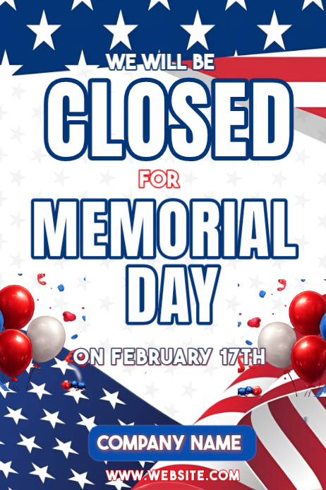 Memorial Day Closure Posters Template | PosterMyWall