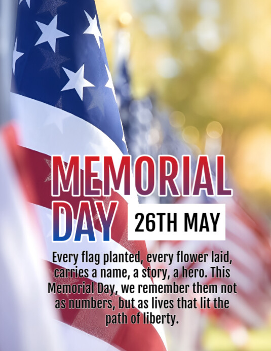 White Maximalist Memorial Day  Flyer (us Letter) template