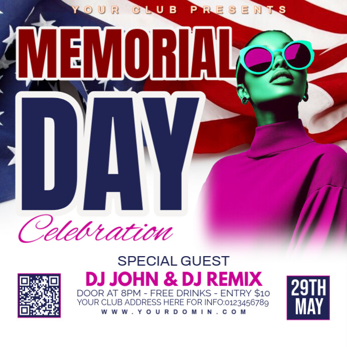 White Maximalist Memorial Day Flyer Instagram Post Template | PosterMyWall