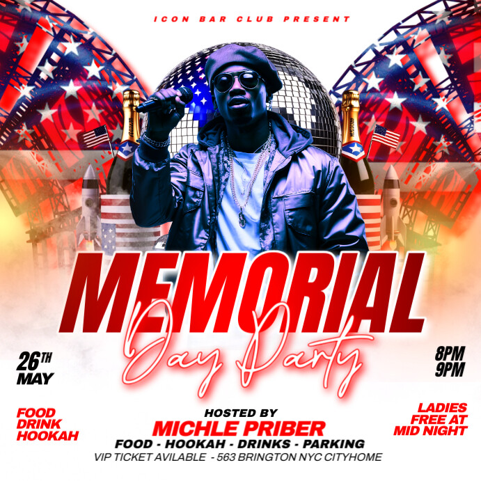 White Maximalist Memorial Day Party Flyer For Your Event Instagram Post ...