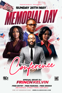 White Maximalist Memorial Day Service  Banner 4' × 6' Banier 4’×6’ template