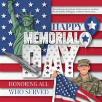White Maximalist Memorial Day Square Video Kvadrat (1:1) template