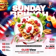 White Maximalist Memorial Day Sunday Brunch  Restaurant Video Ad Instagram Post template