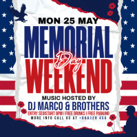 White Maximalist Memorial Day Weekend Event Square Vierkant (1:1) template