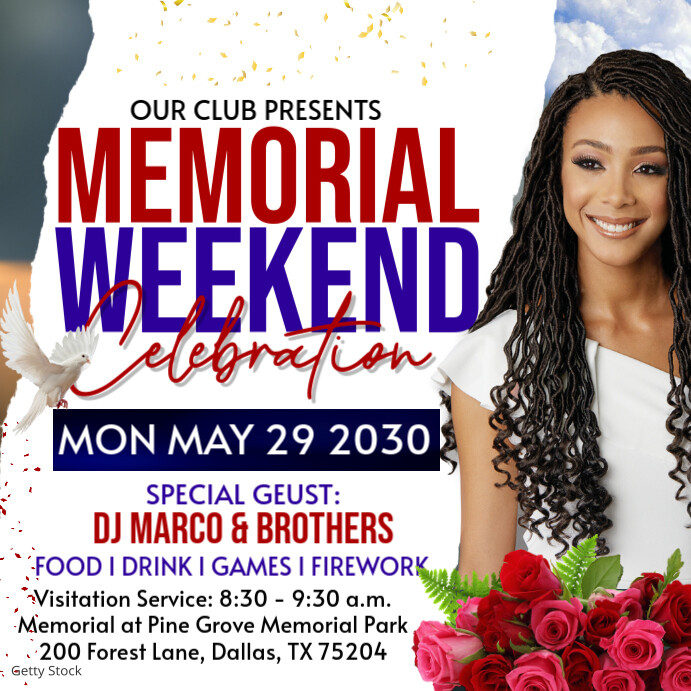 Copy of White Maximalist Memorial Day Weekend Party Instagram Post ...