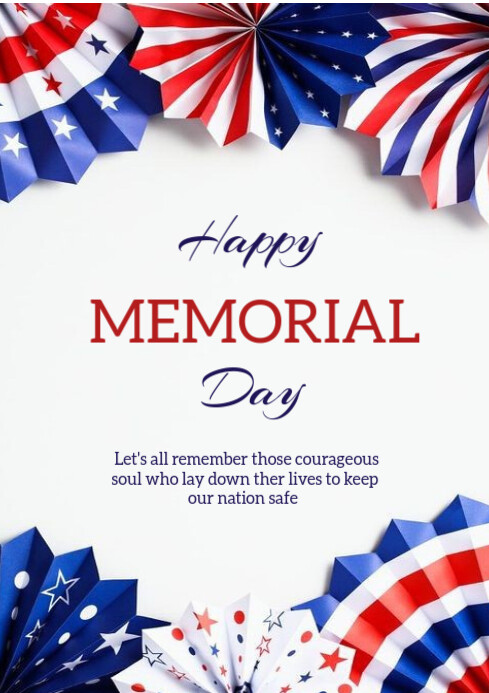 White Maximalist Memorial Day Wish A4 Template | PosterMyWall