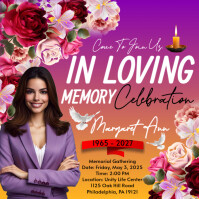 White Maximalist Memorial Funeral Announcement Flyer, Funeral  Instagram Post template
