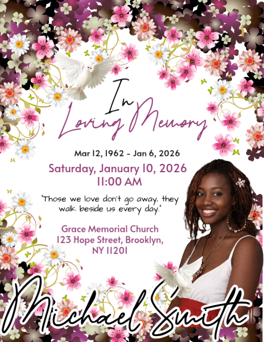 White Maximalist Memorial Funeral Flyers Flyer (us Letter) Template ...