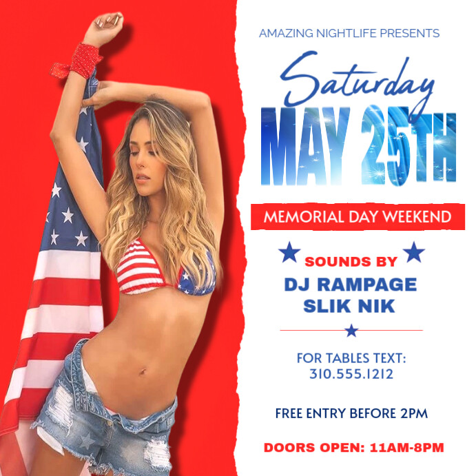 White Maximalist Memorial Weekend Day Party Template Instagram Post ...