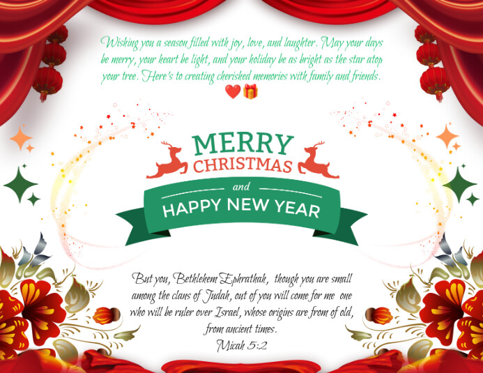 White Maximalist Merry Christmas & Happy New Year Message Flyer (us ...
