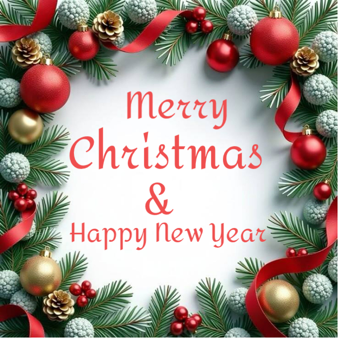 White Maximalist Merry Christmas &happy New Year Instagram Post ...
