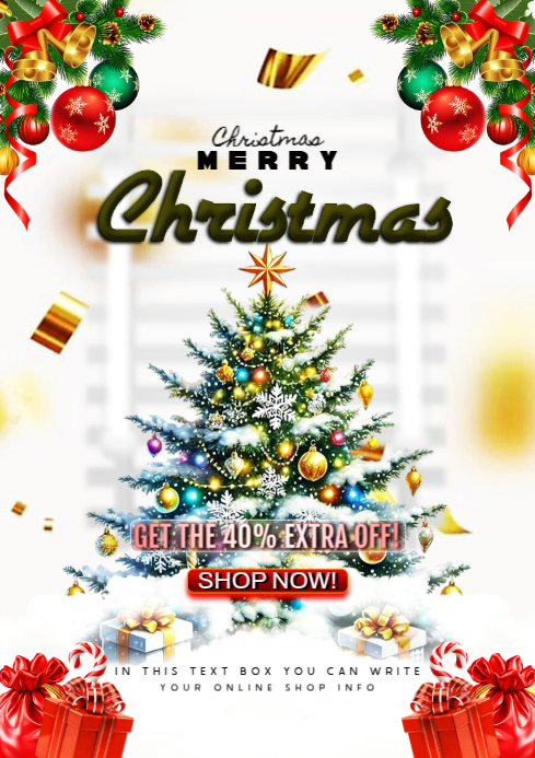 Plantilla de White Maximalist Merry Christmas A3 | PosterMyWall