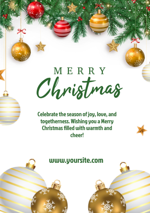 White Maximalist Merry Christmas A4 Template | PosterMyWall