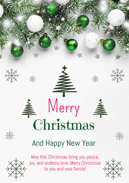 White Maximalist Merry Christmas A4 Template | PosterMyWall