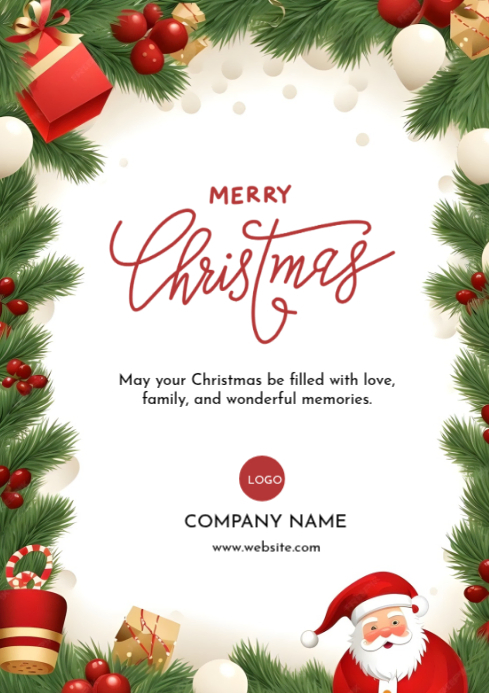 Plantilla de White Maximalist Merry Christmas A4 | PosterMyWall