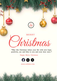 White Maximalist Merry Christmas  A4 template