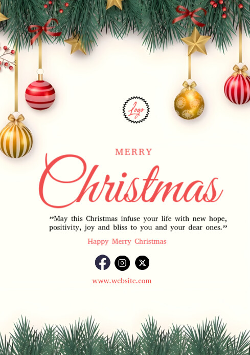 Copy of White Maximalist Merry Christmas A4 | PosterMyWall