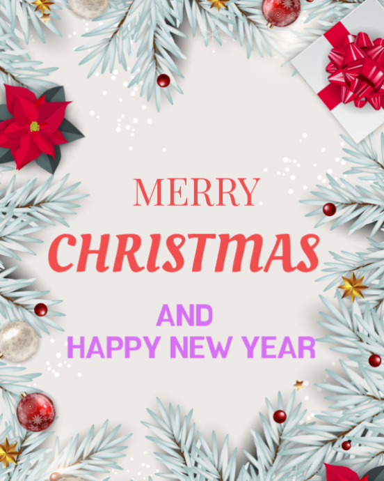 Modèle White Maximalist Merry Christmas And Happy New Year Instagram ...
