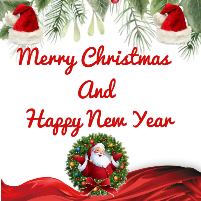 White Maximalist Merry Christmas And Happy New Year Instagram Post ...