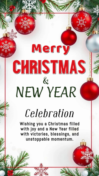 White Maximalist Merry Christmas And Happy New Year Whatsapp Status ...