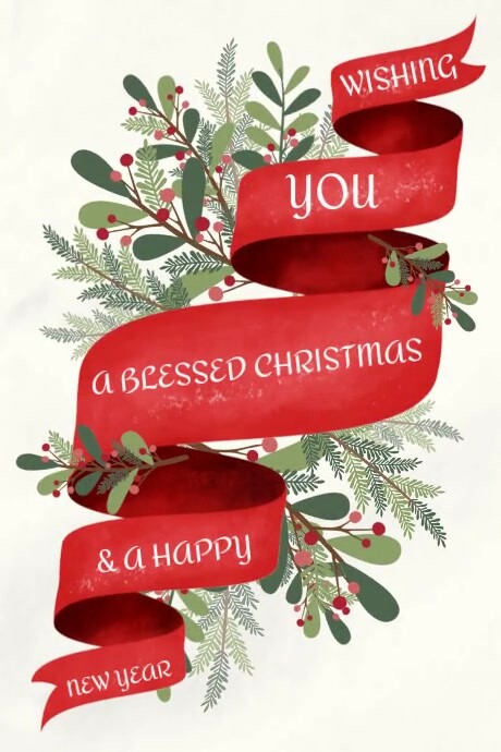 White Maximalist Merry Christmas And Happy New Year Poster Template ...