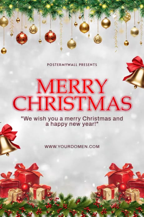 Plantilla de White Maximalist Merry Christmas And Happy New Year Poster ...