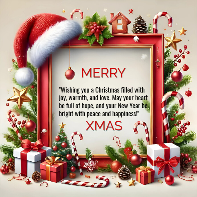 White Maximalist Merry Christmas And Happy New Year Season's Greetings ...