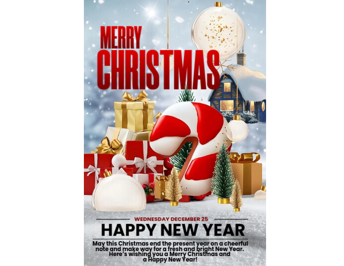 White Maximalist Merry Christmas And New Year Greetings Card Flyer (us ...