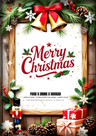 White Maximalist Merry Christmas Card A6 template