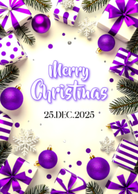 White Maximalist Merry Christmas Card Design A6 template