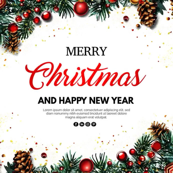 White Maximalist Merry Christmas Card Instagram Post Template ...