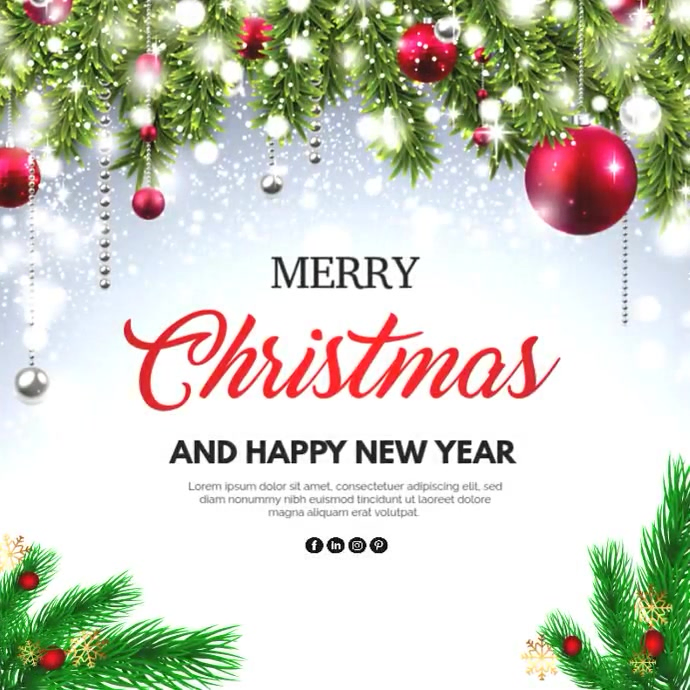 White Maximalist Merry Christmas Card Instagram Post Template ...