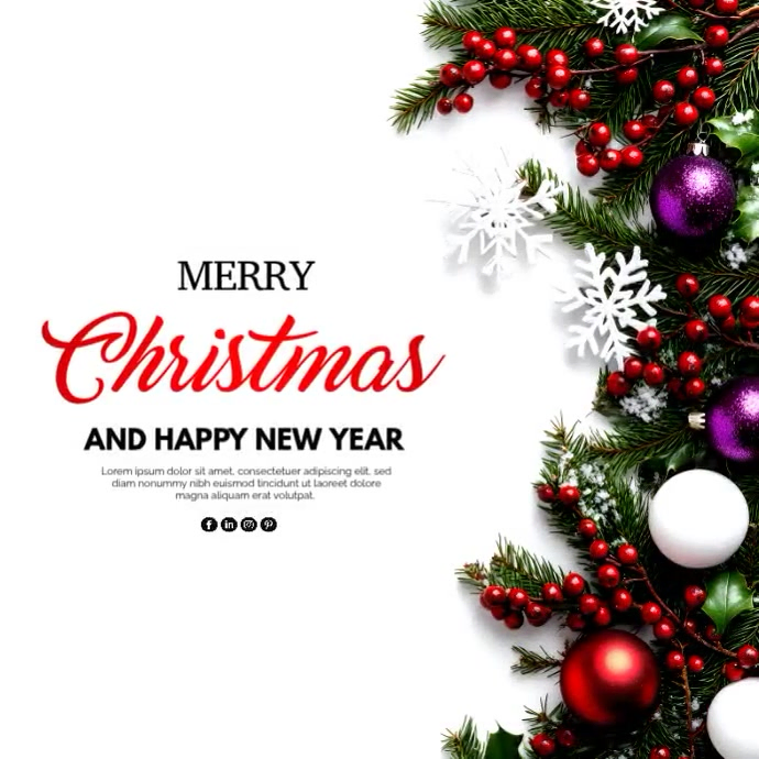 White Maximalist Merry Christmas Card Instagram Post Template ...