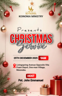 White Maximalist Merry Christmas Church Service Half Page Wide template