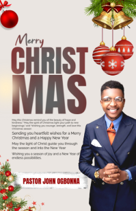 White Maximalist Merry Christmas Church Service Half Page Wide template