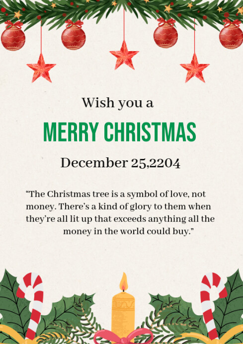 Plantilla de White Maximalist Merry Christmas Day Card A4 | PosterMyWall