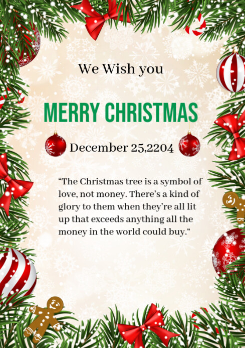 Copy of White Maximalist Merry Christmas Day Wish Cards A4 | PosterMyWall