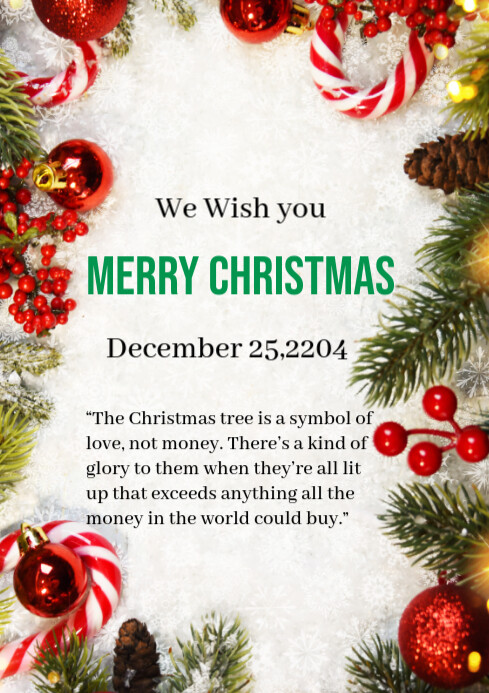 White Maximalist Merry Christmas Day Wish Templates A4 | PosterMyWall