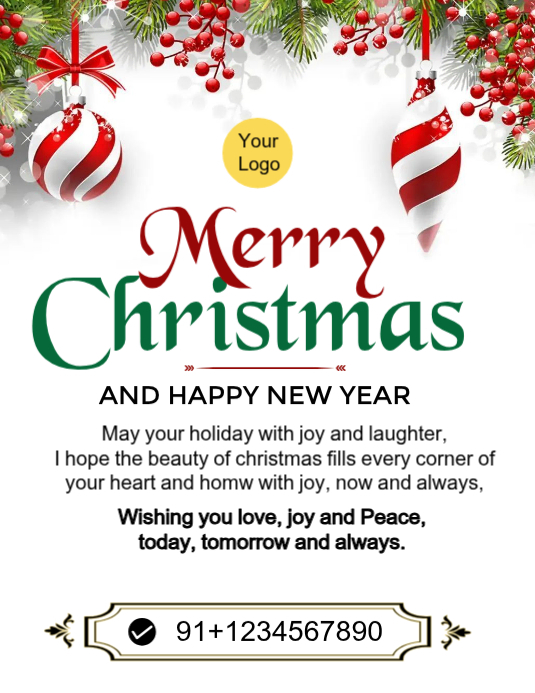 White Maximalist Merry Christmas Flyer (us Letter) Template | PosterMyWall