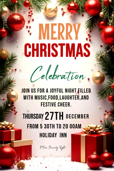 White maximalist merry christmas flyer poster Template | PosterMyWall